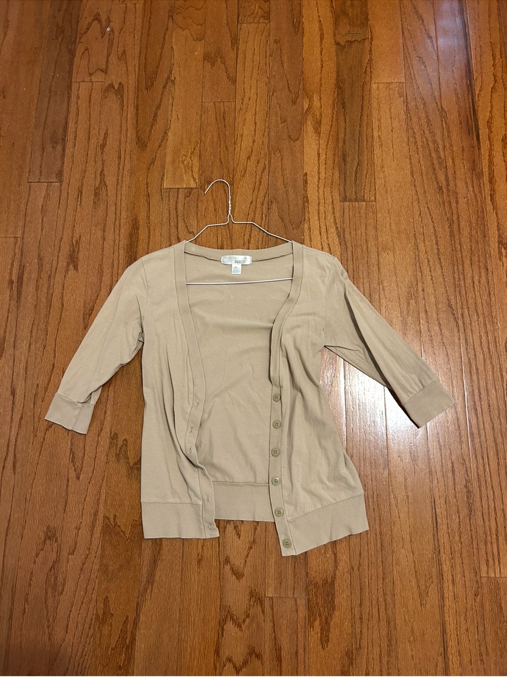 Derek Heart Beige Button Cardigan | Soft Stretch Lightweight Layer | Size L - Picture 3 of 9